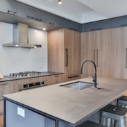 kitchen with table island